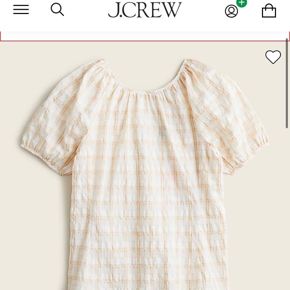 J. Crew V Back Puffed Sleeve in a textured Plaid. New, without tags. Cream, tan - Picture 15 of 15